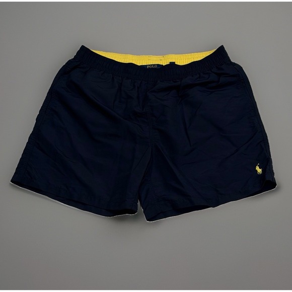 Polo Ralph Lauren Other - Polo Ralph Lauren Men's XL Navy Blue Yellow‎ Pony Lined Swimming Trunks Pockets